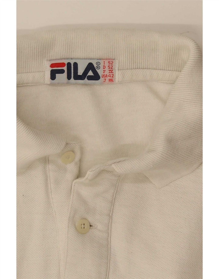 Fila Polo de manga larga para hombre US 42 grande blanco