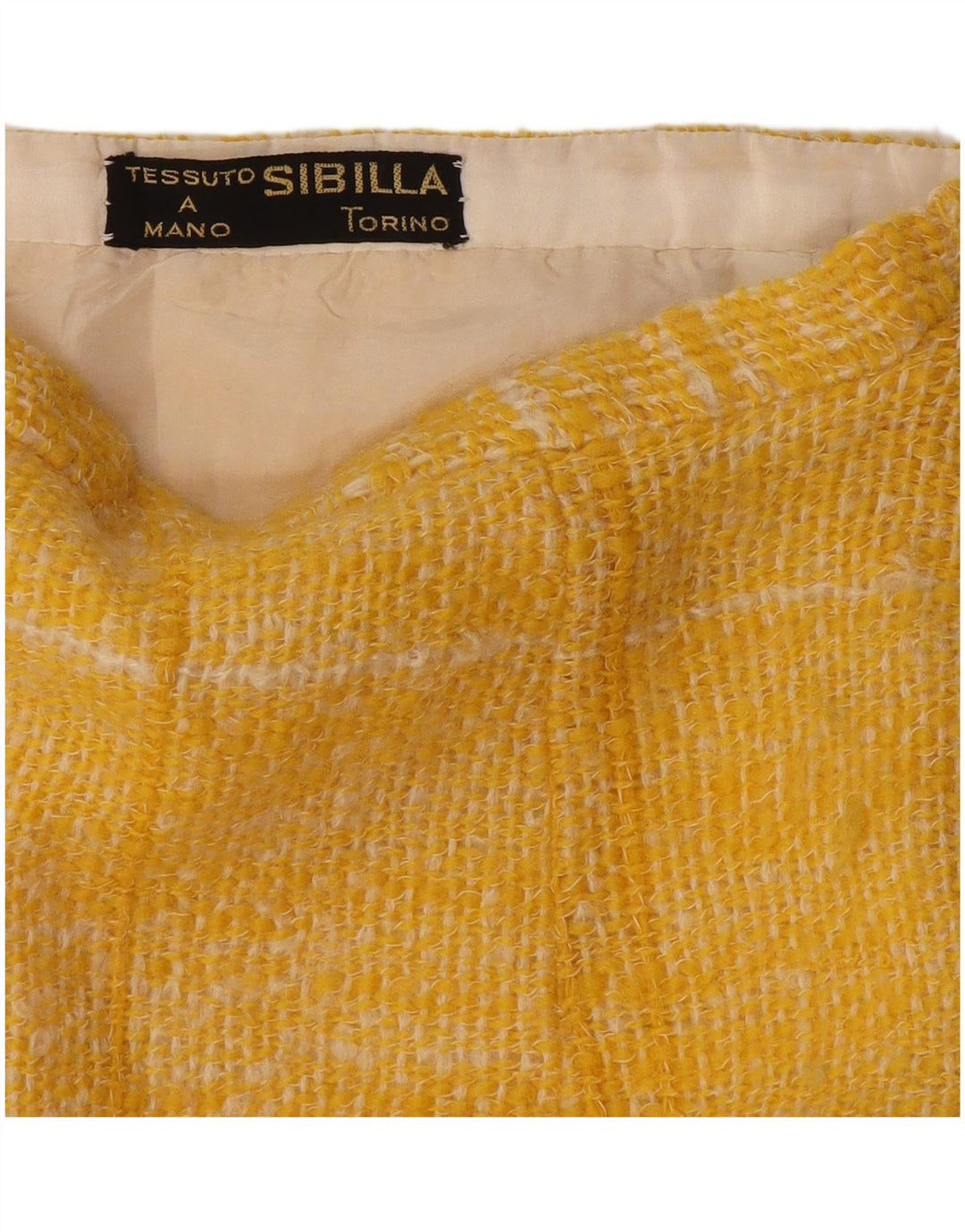 Vintage mujer A-Line falda W26 pequeño cuadros amarillos