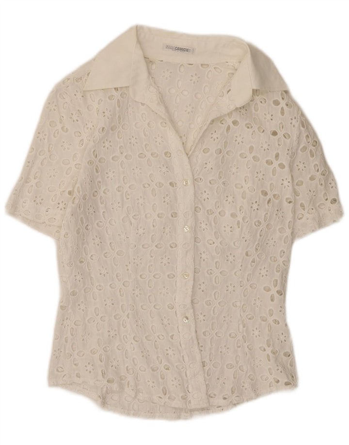 Naracamicie Camisa de manga corta para mujer UK 40 Medium White Floral