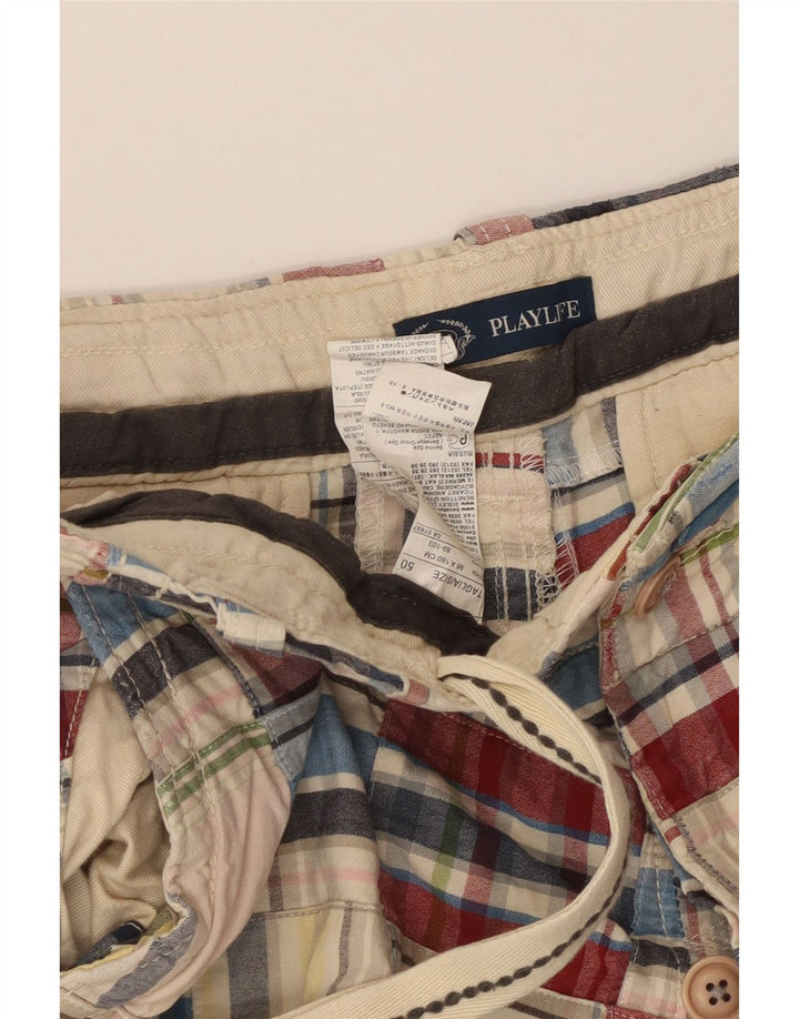 Playlife Pantalones cortos cargo para hombre IT 50 Large W36 Algodón a cuadros multicolor