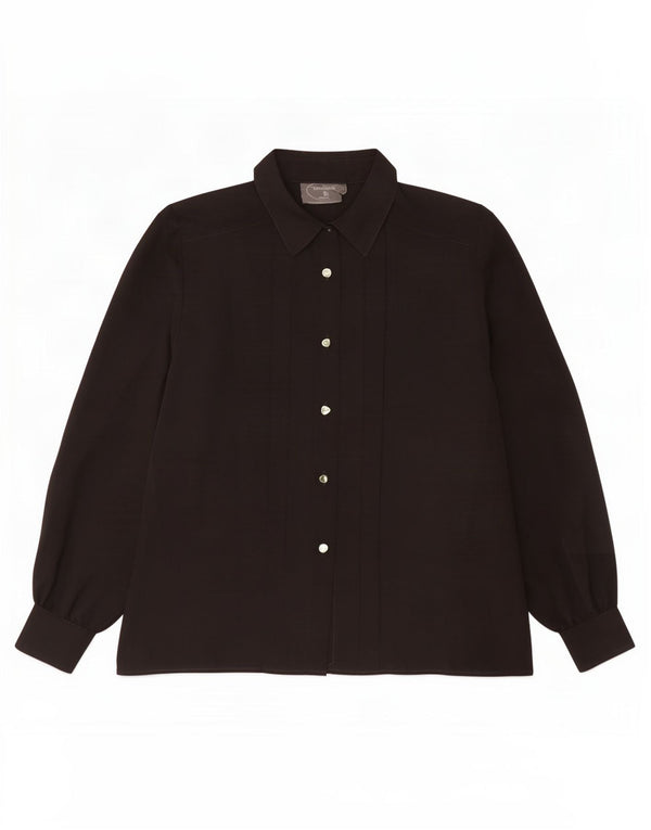 Vintage mujer camisa blusa Reino Unido 16 grande negro