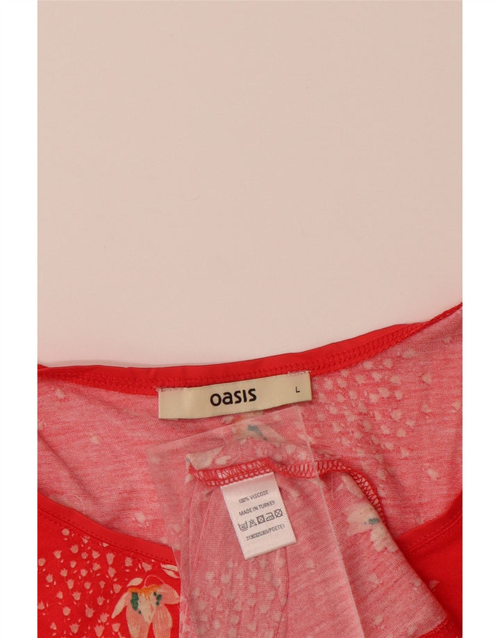 OASIS Top sin mangas para mujer UK 40 Viscosa floral roja grande