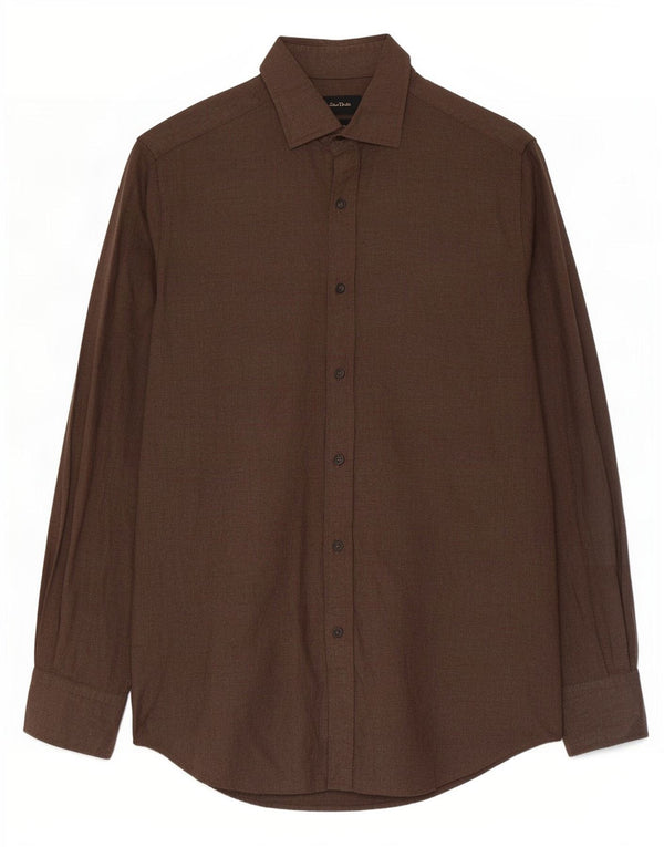 Massimo Dutti Mens Shirt Small Brown Cotton