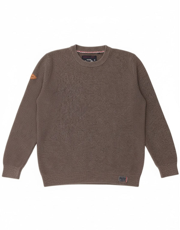 Superdry Jersey con cuello redondo para hombre, talla 2XL, algodón gris