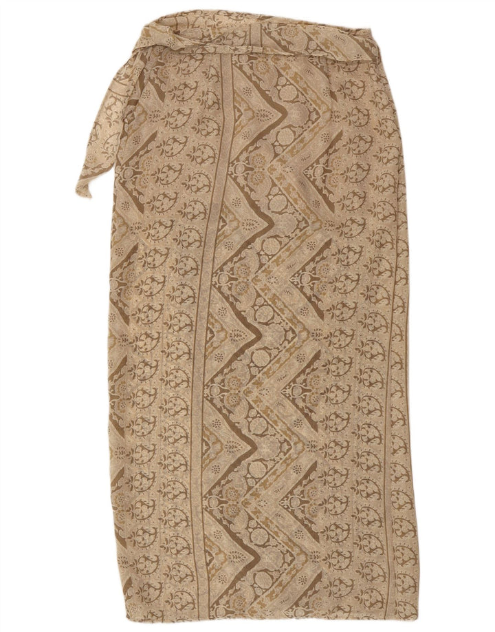 Vintage mujer Maxi Wrap Falda Mediana W28 Beige Floral