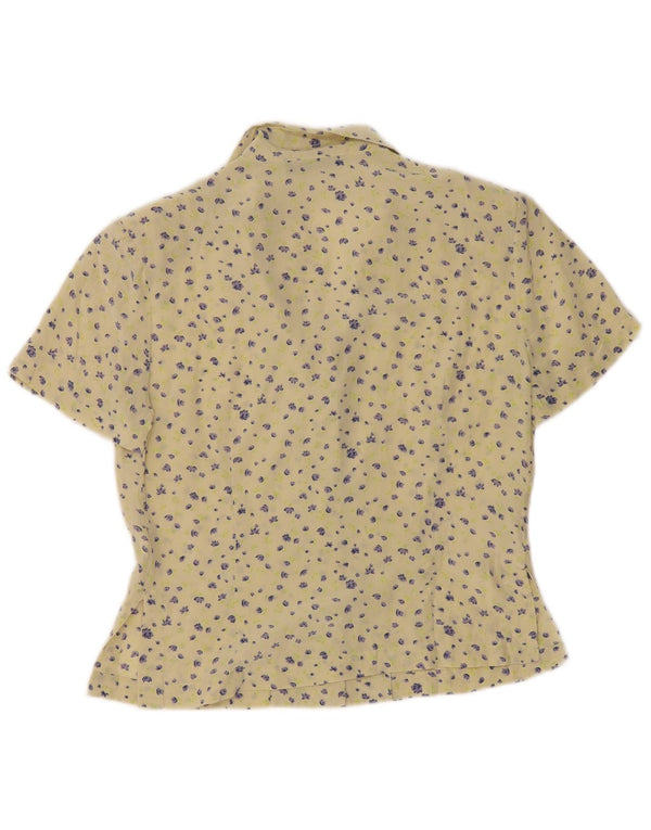 Blusa Blunauta Mujer Manga Corta IT 42 Seda Floral Amarillo Medio