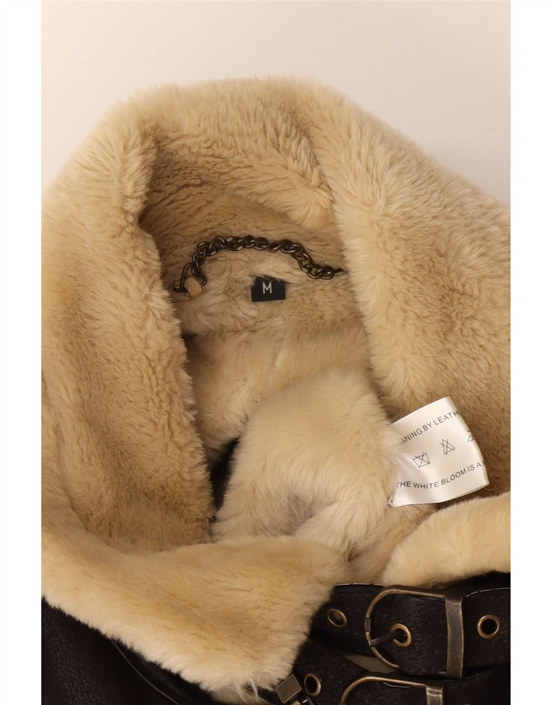 Vintage hombres bombardero shearling chaqueta Reino Unido 38 cuero marrón medio