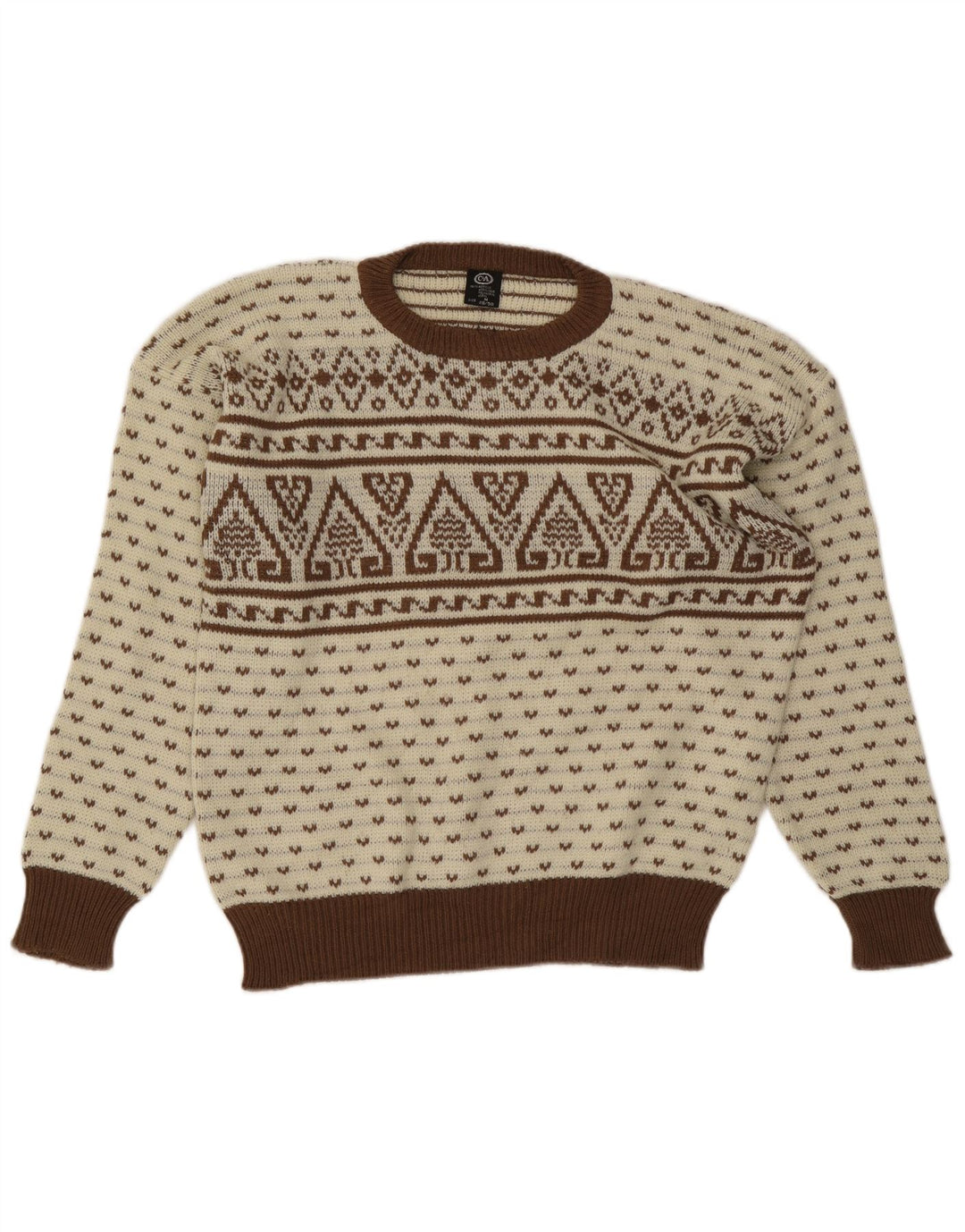 C & A Jersey de cuello redondo para hombre IT 48/50 Medium Beige Fair Isle