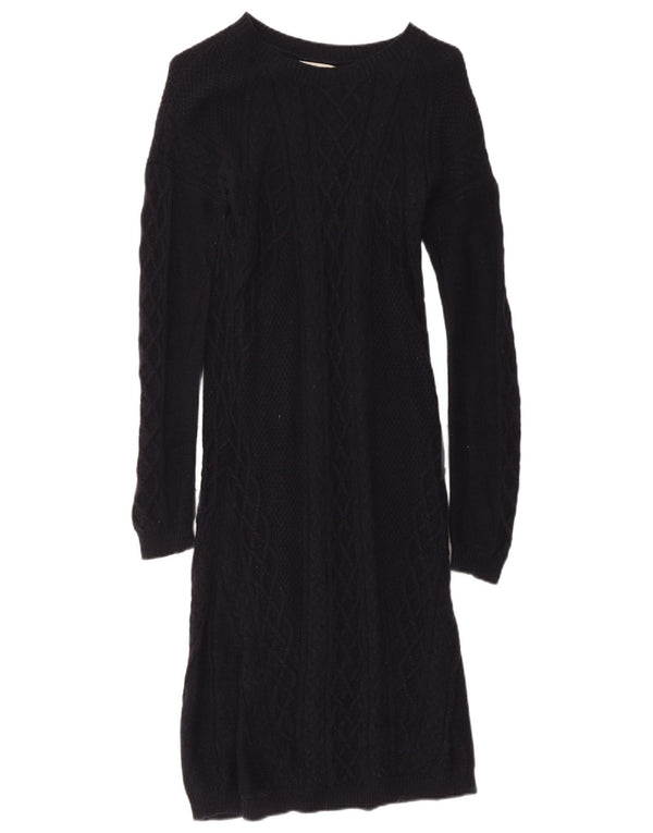 Hobbs Vestido tipo jersey de manga larga para mujer UK 12 Medium Azul marino Algodón