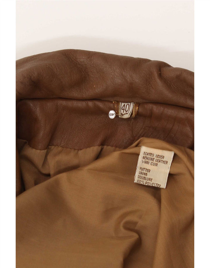 Vintage mujer Batwing cuero abrigo EU 40 marrón medio