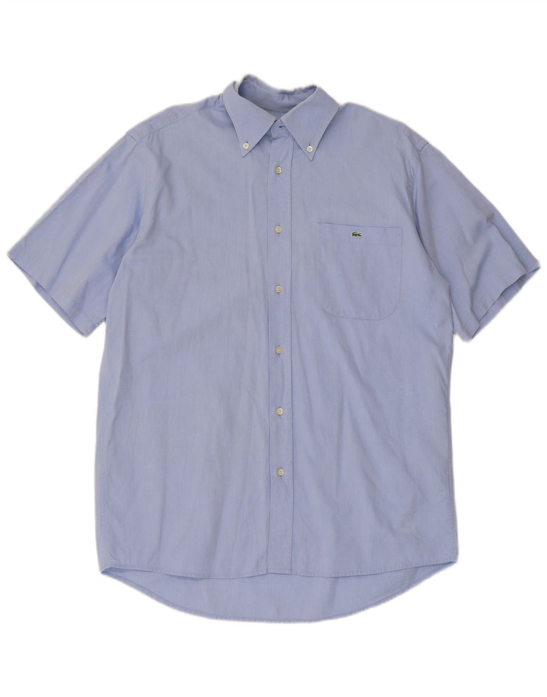 Camisa Lacoste Hombre Manga Corta Talla 40 Algodón Azul Medio