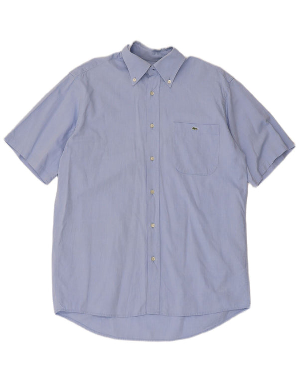 Camisa Lacoste Hombre Manga Corta Talla 40 Algodón Azul Medio