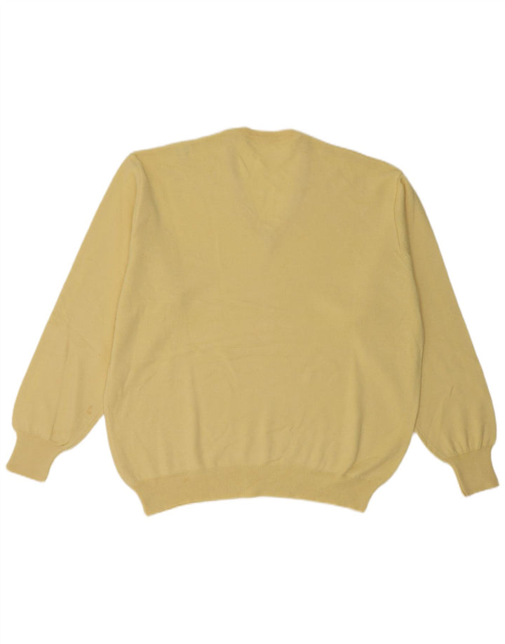 Vintage hombres V-cuello jumper suéter grande amarillo