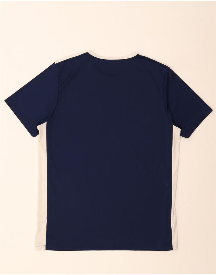 ADIDAS Mens Climalite T-Shirt Top Large Navy Blue Colourblock Polyester