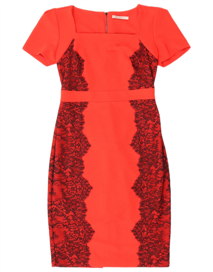 Marks & Spencer Vestido tubo para mujer UK 42 Poliéster floral rojo mediano
