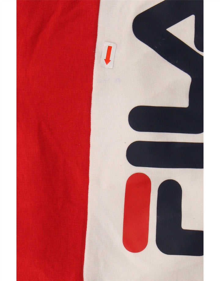 FILA Jersey con capucha gráfica para mujer Reino Unido 10 Pequeño bloque de color multicolor