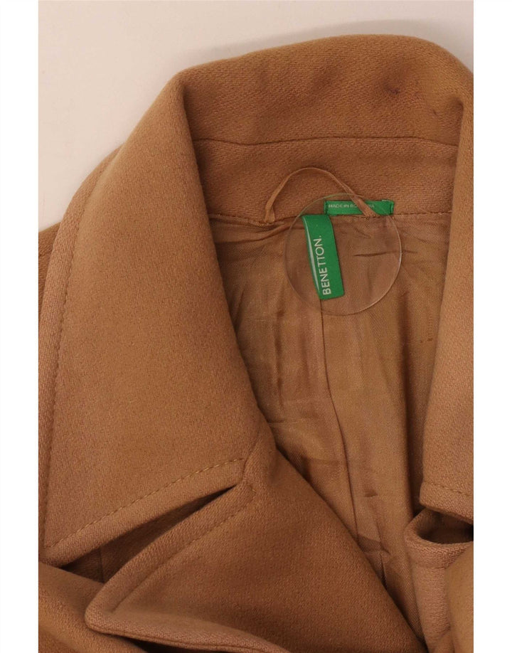 Benetton Abrigo Cruzado IT 44 Lana Beige Medio