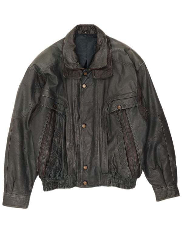 Vintage hombres chaqueta de cuero Reino Unido 40 verde grande