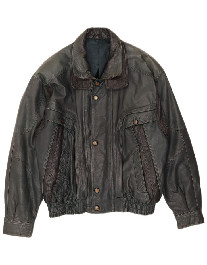 Vintage hombres chaqueta de cuero Reino Unido 40 verde grande