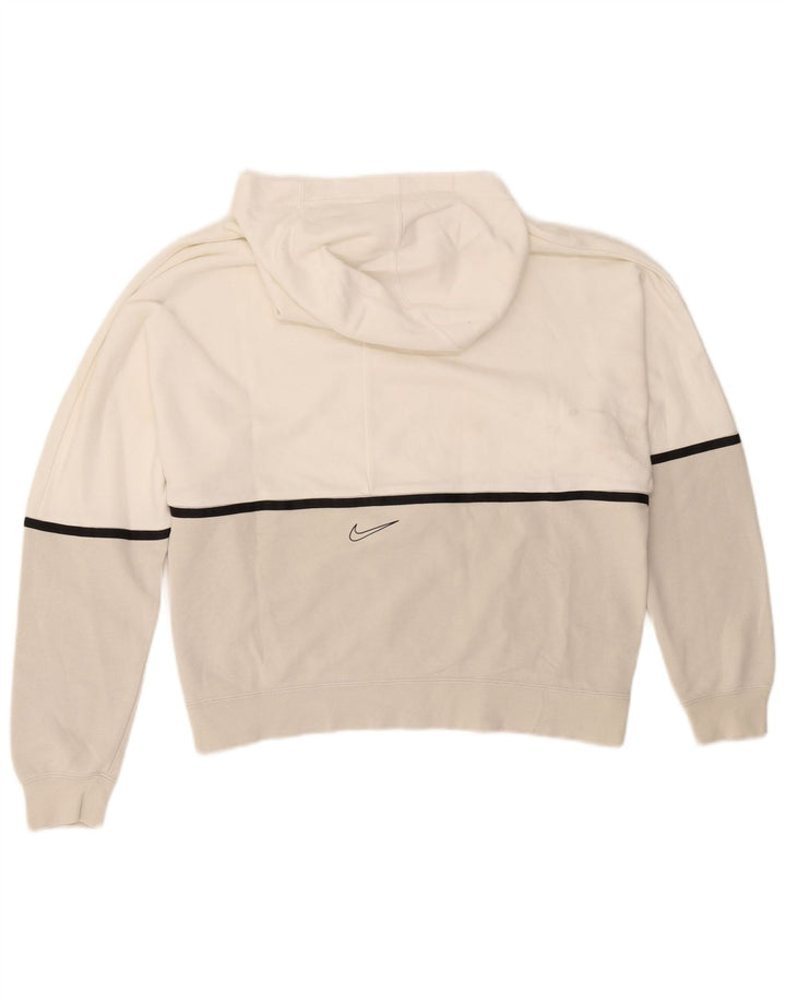 Nike Jersey con capucha y estampado gráfico de algodón en bloques de color blanco mediano