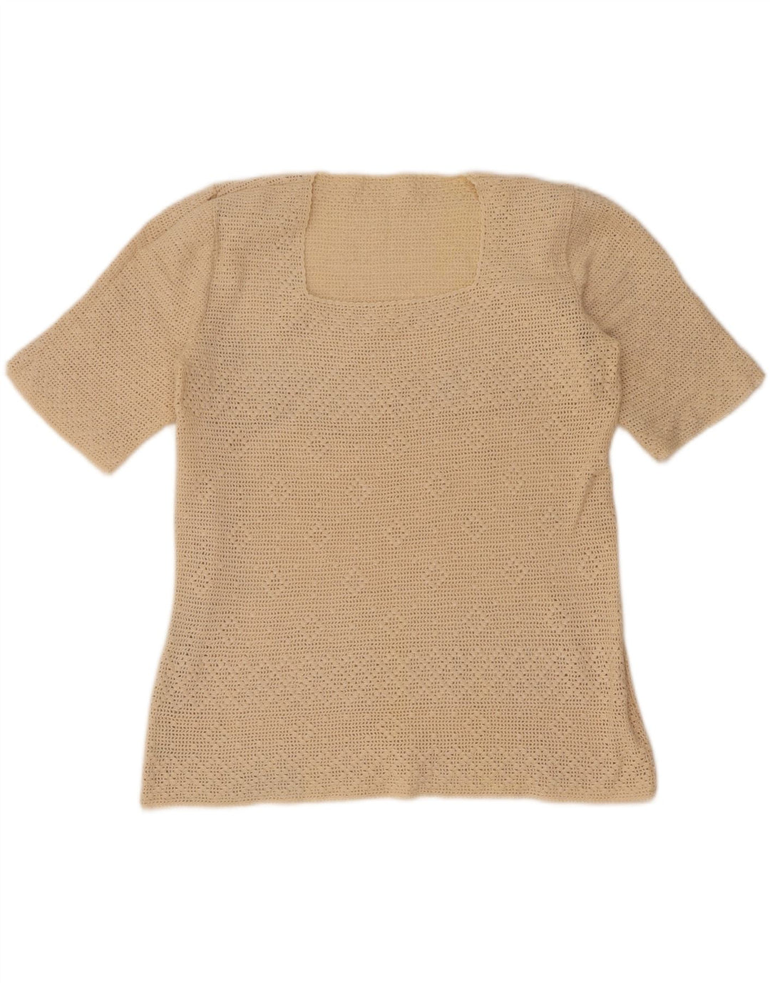 Vintage mujer crochet blusa Top Reino Unido 12 Medio Beige