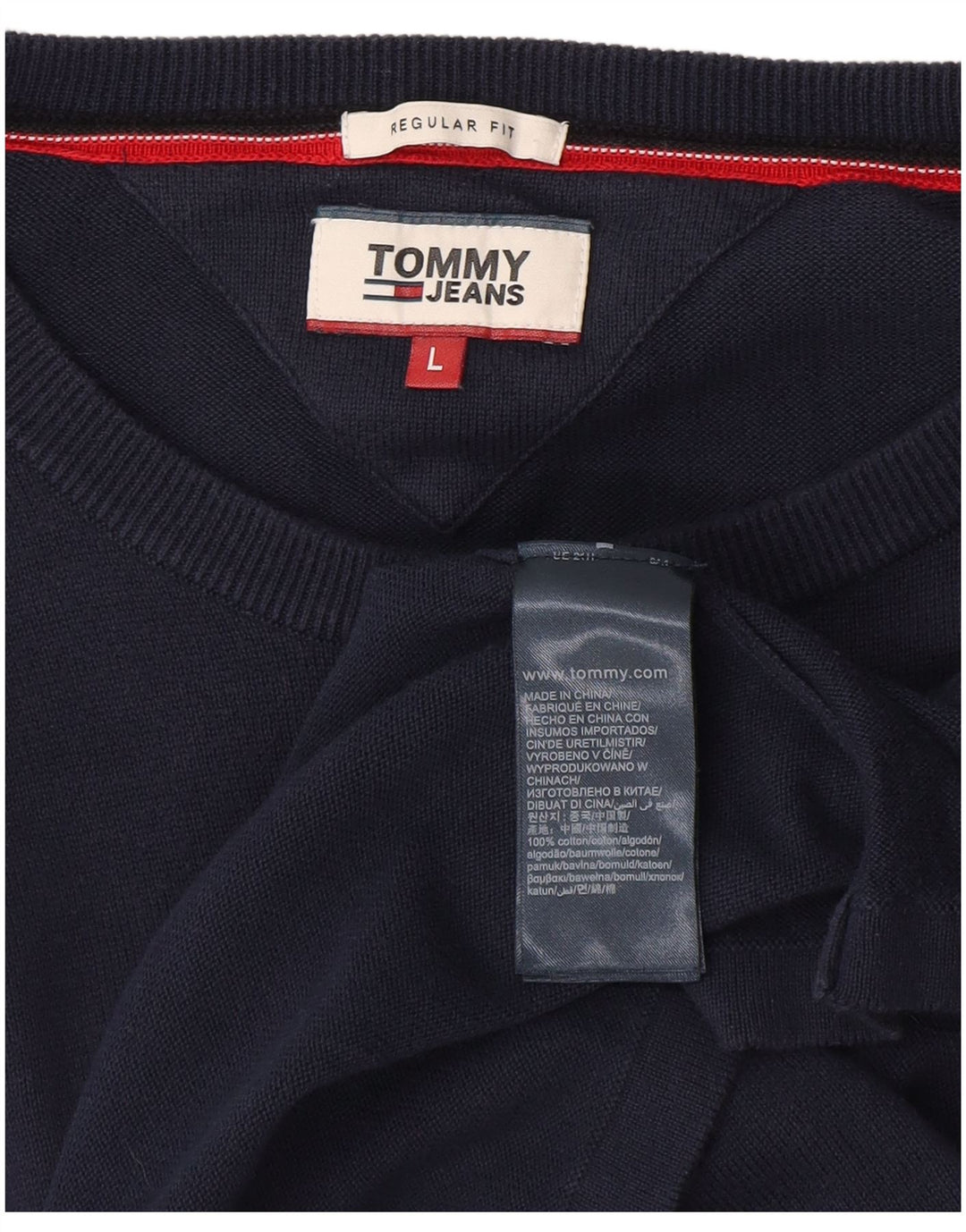 TOMMY HILFIGER Sudadera con gráfico de ajuste regular para hombre Jumper Large Azul marino