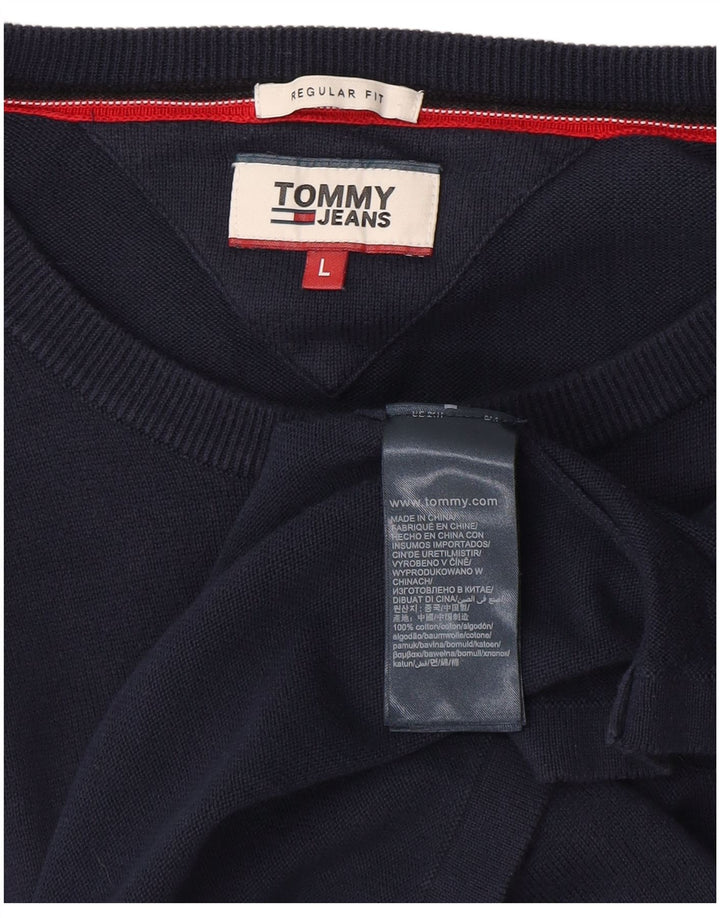 TOMMY HILFIGER Sudadera con gráfico de ajuste regular para hombre Jumper Large Azul marino