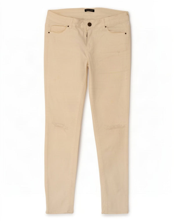 Massimo Dutti Jeans Ajustados Desgastados para Mujer EU 38 Small W28 L28 Off White