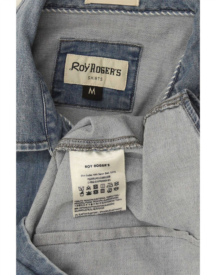 Roy Rogers Camisa vaquera para hombre Algodón azul medio