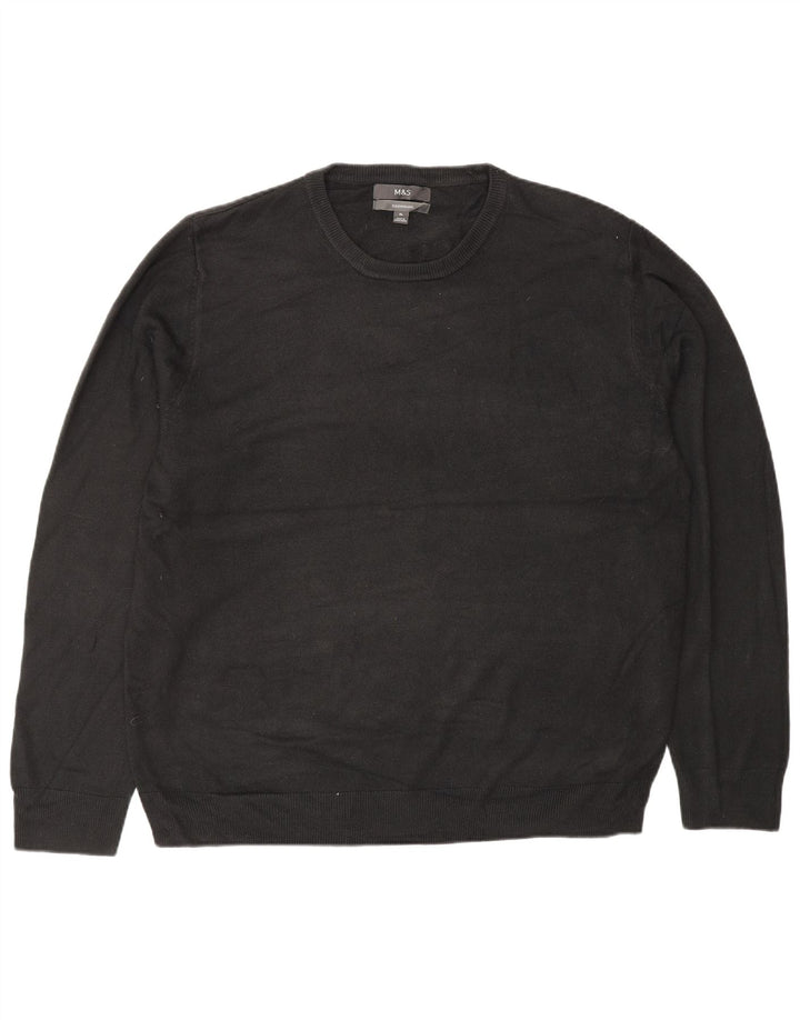MARKS & SPENCER Jersey de cuello redondo para hombre XL Acrílico negro