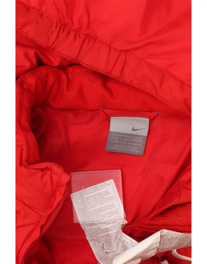 Nike Chaqueta acolchada con capucha para niños 7-8 años XL Rojo Colorblock Poliéster