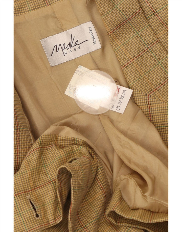 Maska Chaqueta Blazer De 2 Botones Para Mujer IT 42 Algodón A Cuadros Beige Medio