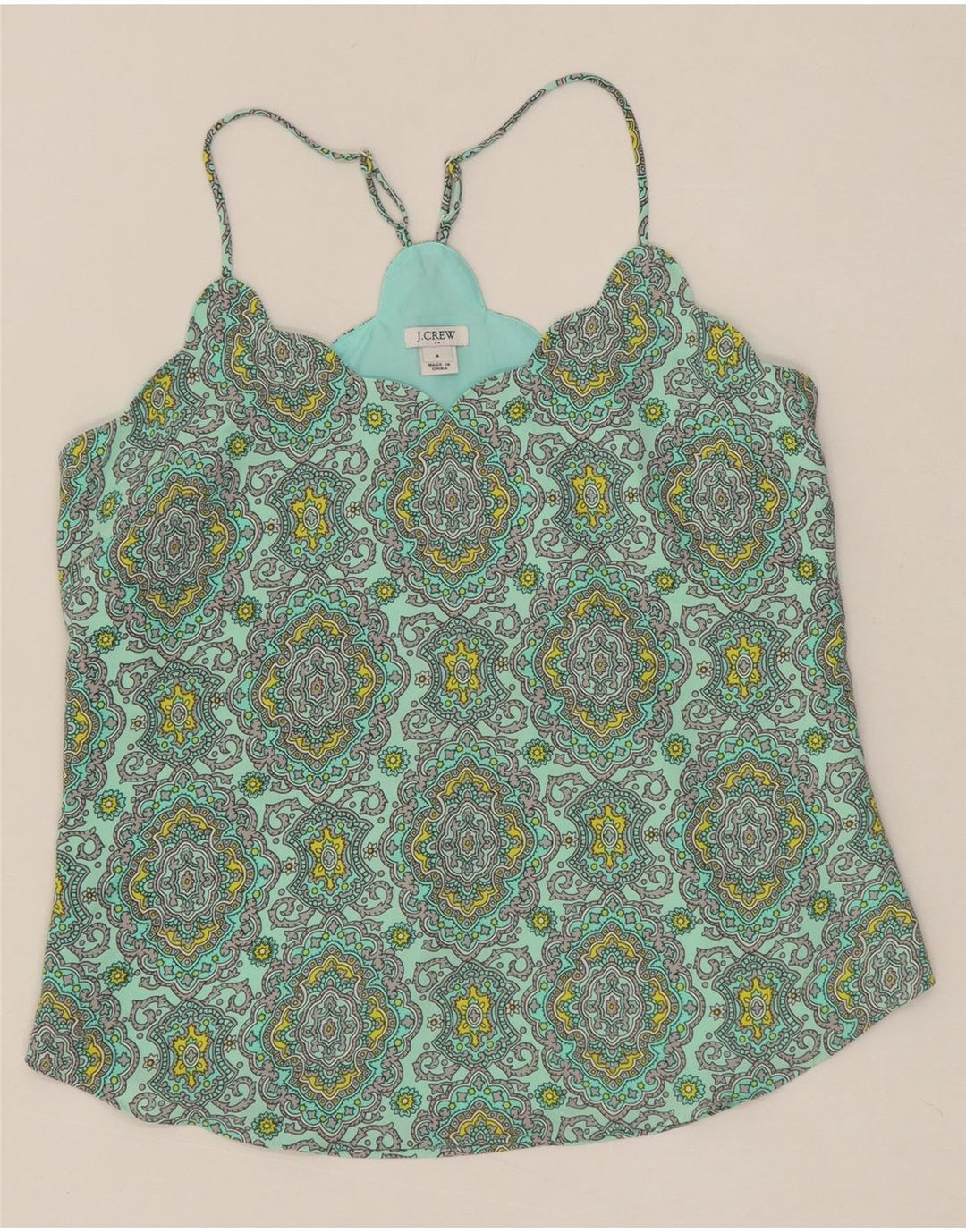 J. CREW Womens Sleeveless Crop Top US 4 Small Turquoise Paisley Polyester Vintage J. Crew and Second-Hand J. Crew from Messina Hembry 