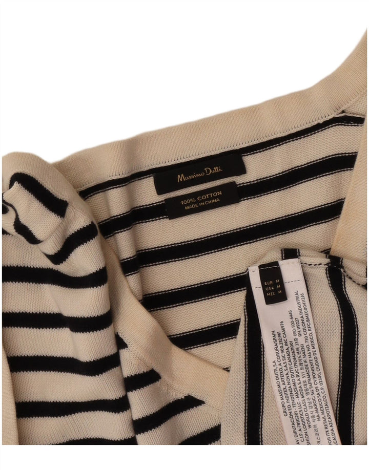 Massimo Dutti Camiseta Corta Mujer UK 14 Medium Off White Rayas