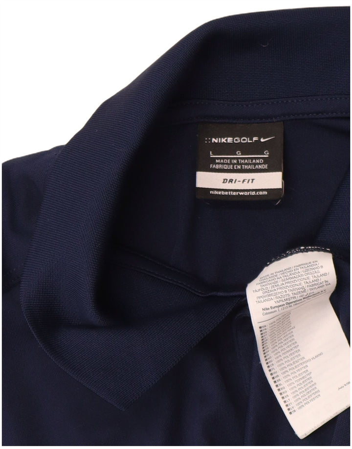 Nike Polo Dri Fit para hombre, talla grande, poliéster azul marino