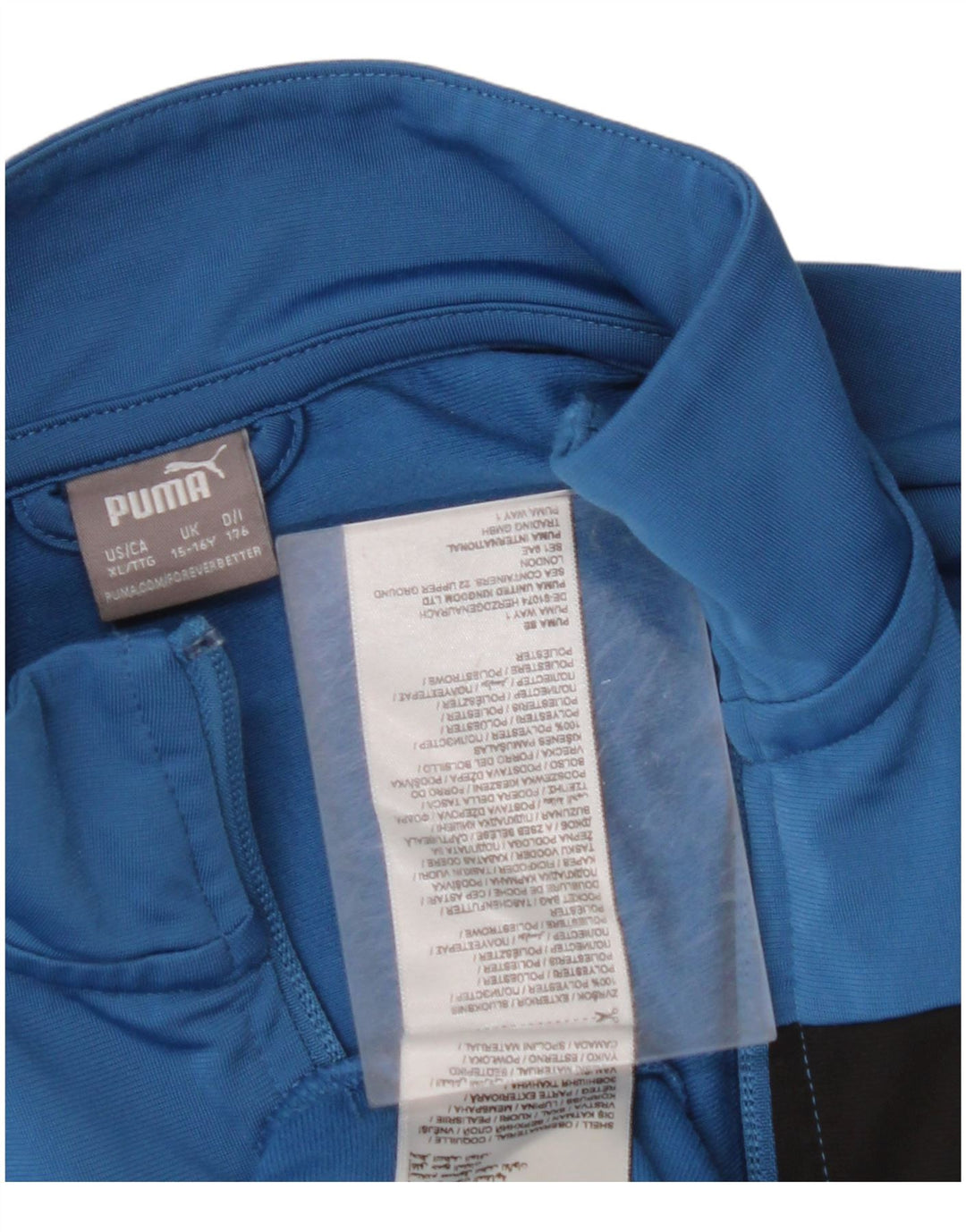 PUMA Chaqueta de chándal para niño 15-16 años Azul Poliéster color block