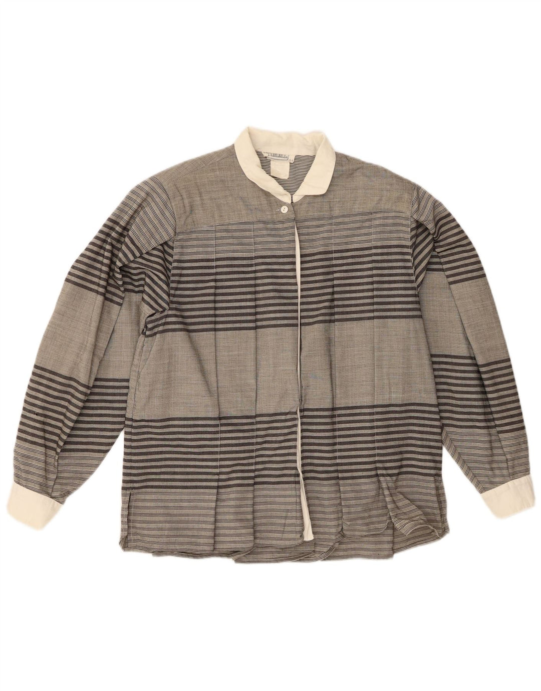 Blusa vintage para mujer IT 44 Gris medio a rayas