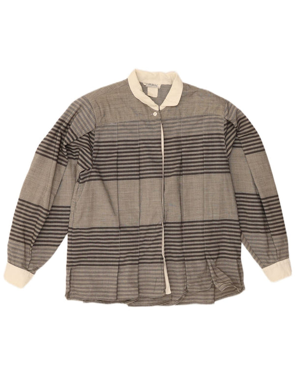 Blusa vintage para mujer IT 44 Gris medio a rayas