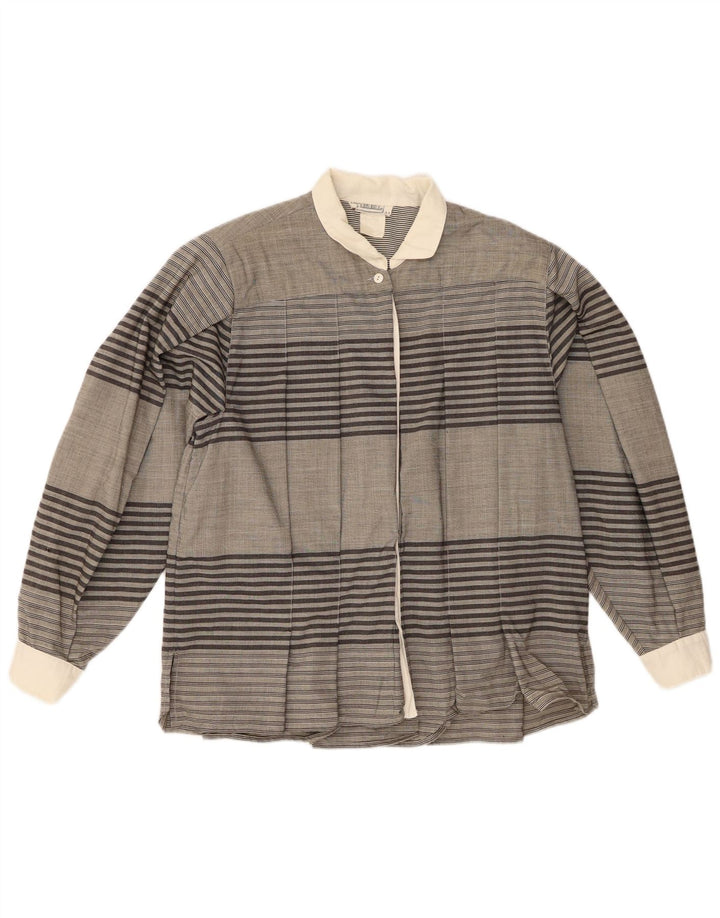 Blusa vintage para mujer IT 44 Gris medio a rayas