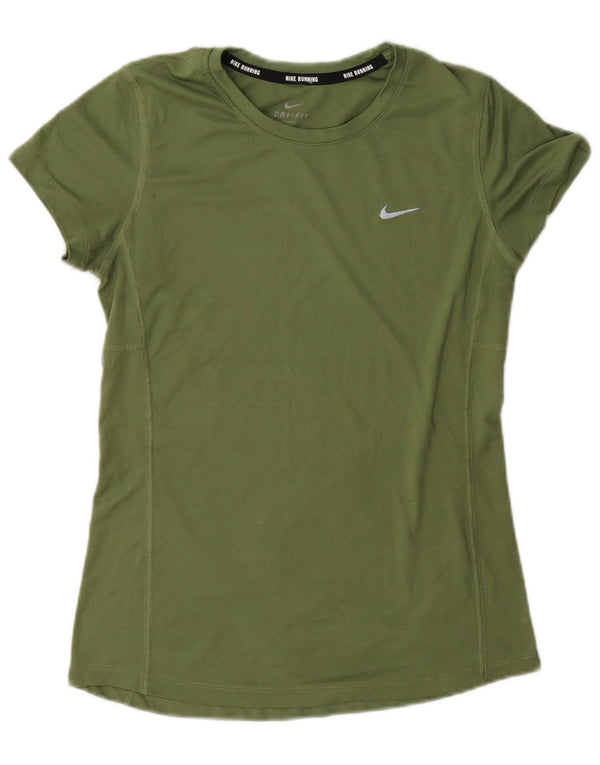 Nike Mujer Dri Fit Camiseta Top UK 10 Small Verde