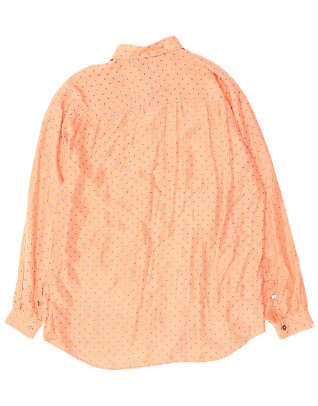 WAMPUM Camisa De Hombre Seda Mediana Naranja Lunares