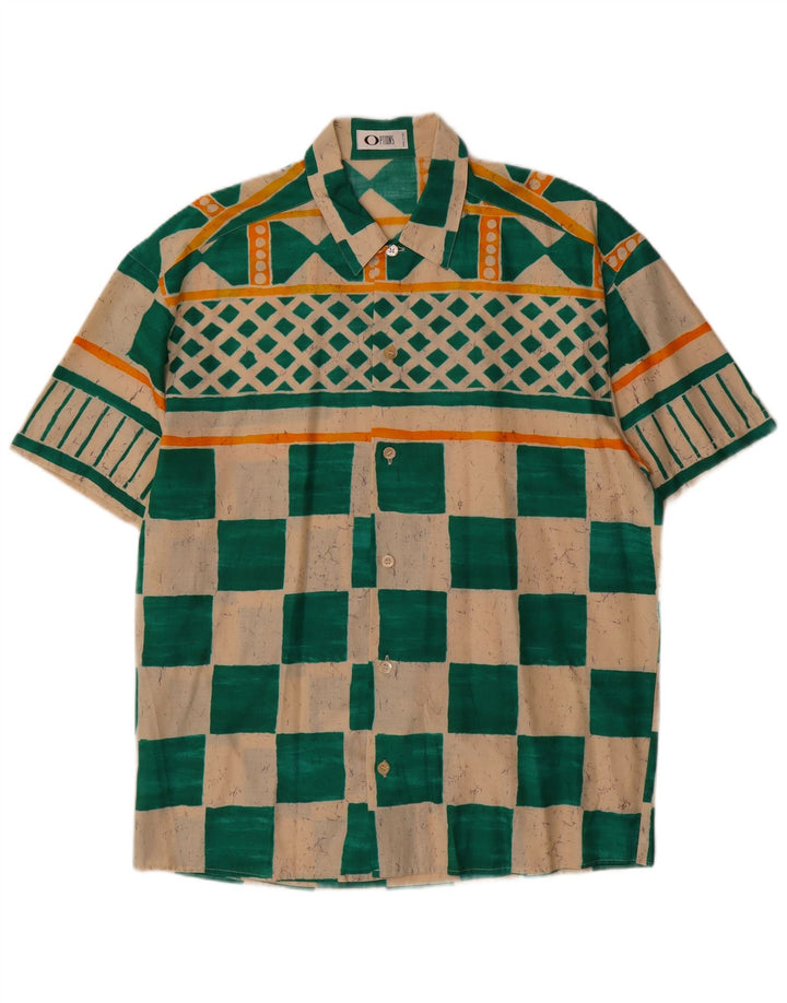 Options Camisa Manga Corta Hombre IT 48 Algodón Geométrico Verde Medio