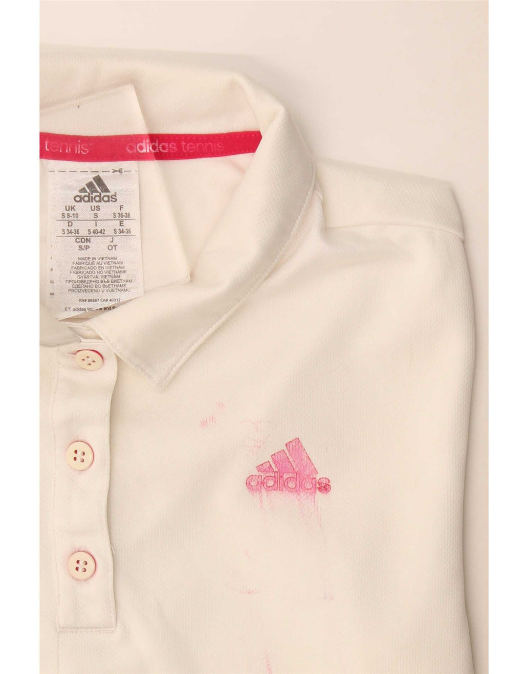 Adidas - Polo Climalite para mujer, talla 8/10, poliéster blanco pequeño