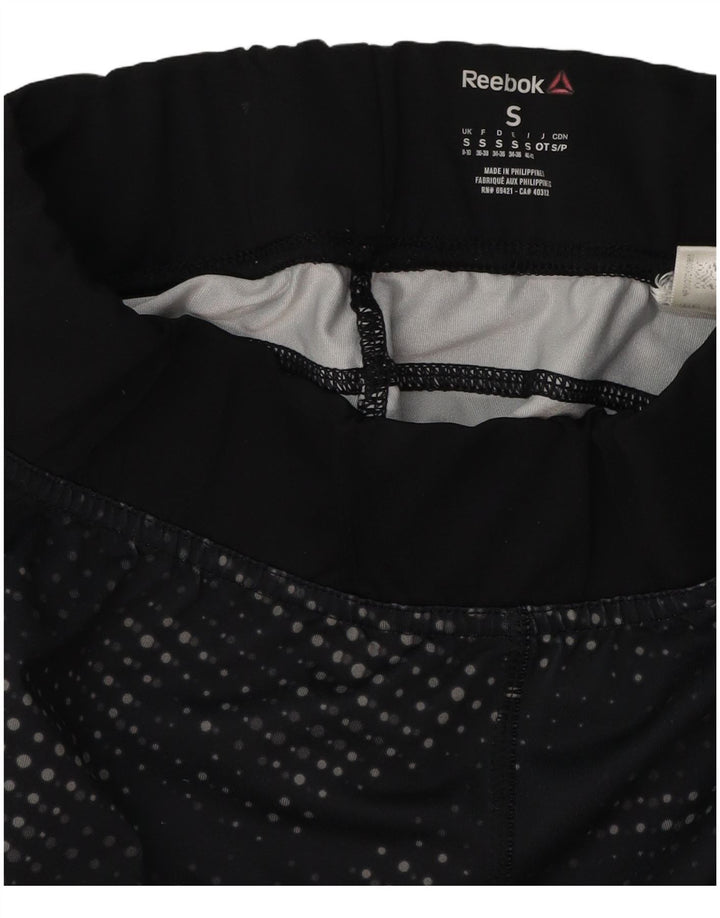 REEBOK Leggings capri gráficos para mujer UK 8/10 Small Black Spotted