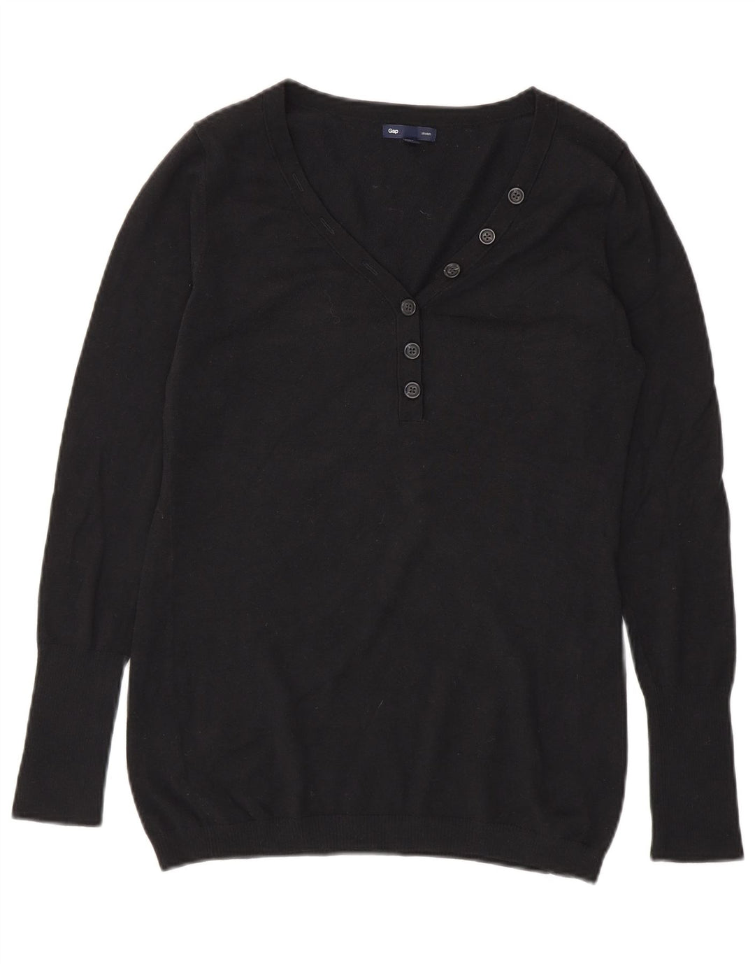 Gap Suéter tipo jersey con cuello y botones para mujer UK 44 Algodón negro mediano