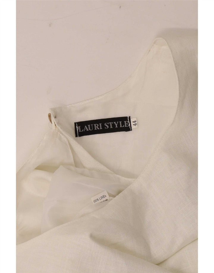 Vestido asimétrico vintage sin mangas para mujer IT 44 Lino blanco medio