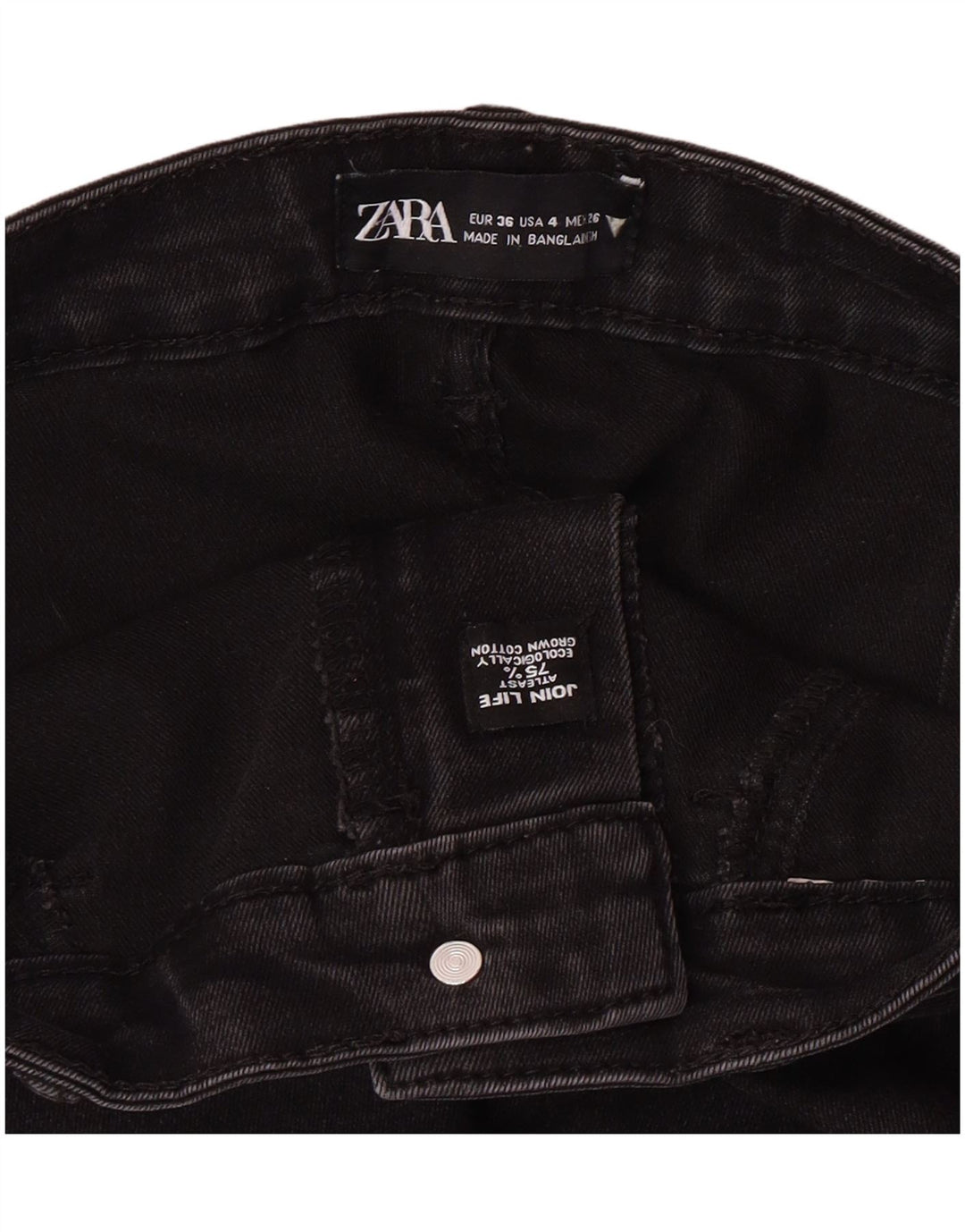 Zara Jeans Ajustados Desgastados para Mujer EU 36 XS W26 L27 Negro Moderno