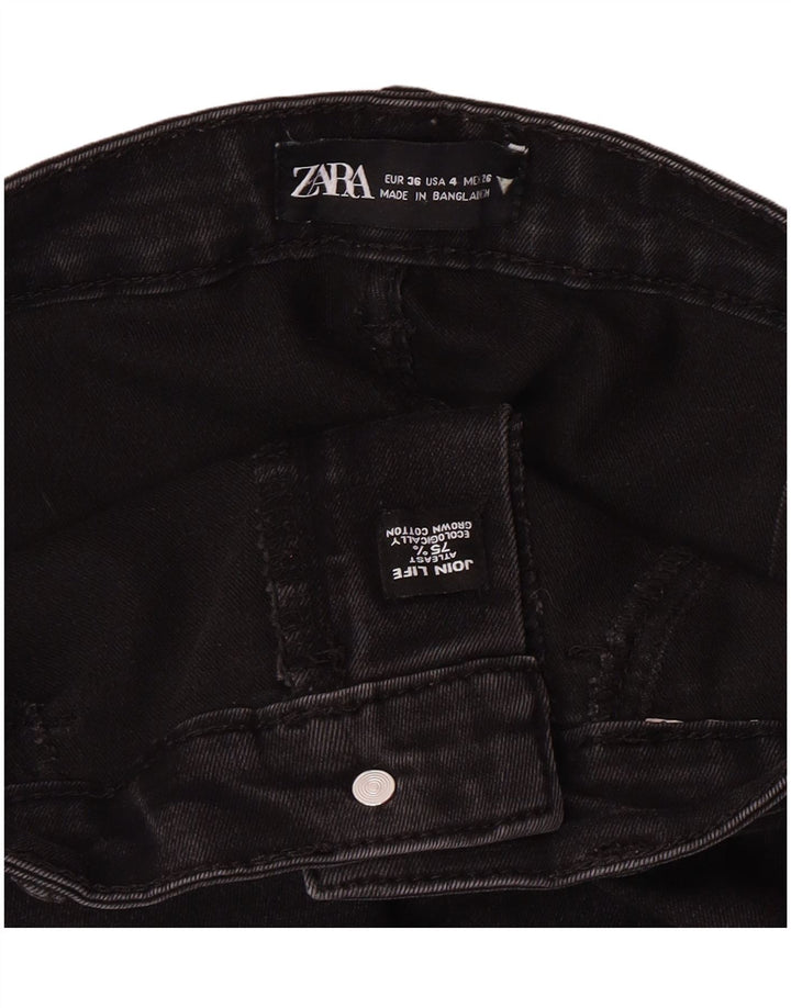 Zara Jeans Ajustados Desgastados para Mujer EU 36 XS W26 L27 Negro Moderno