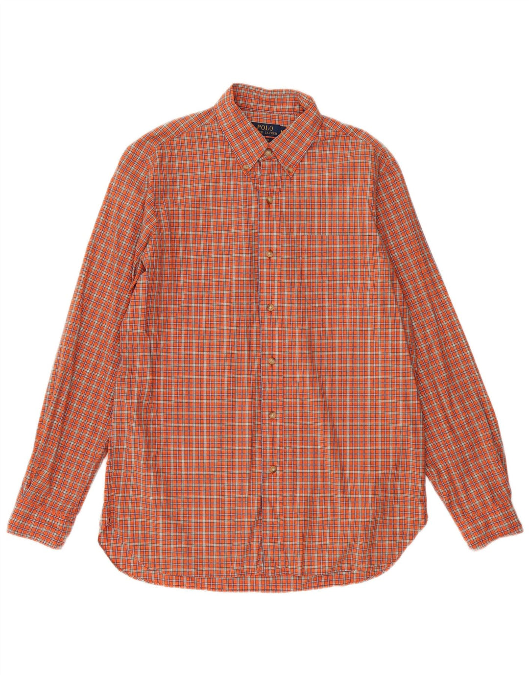 POLO RALPH LAUREN Camisa Hombre Algodón Cuadros Naranja Medio