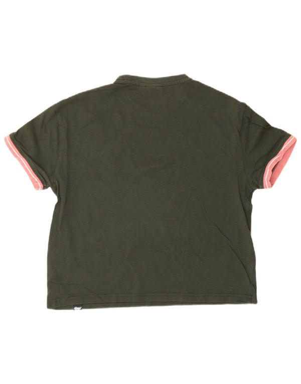 Ellesse Womens Oversized T-Shirt Top UK 6 XS Khaki Cotton